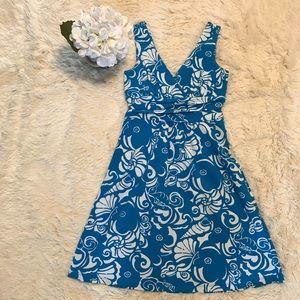 Lilly Pulitzer Teal and White Cotton Dress